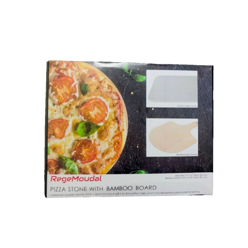 Pizza Stone for Oven and Grill, 1 5"x1 2" & Bamboo﻿ Pizza Board Durable and Safe - Picture 4 of 5